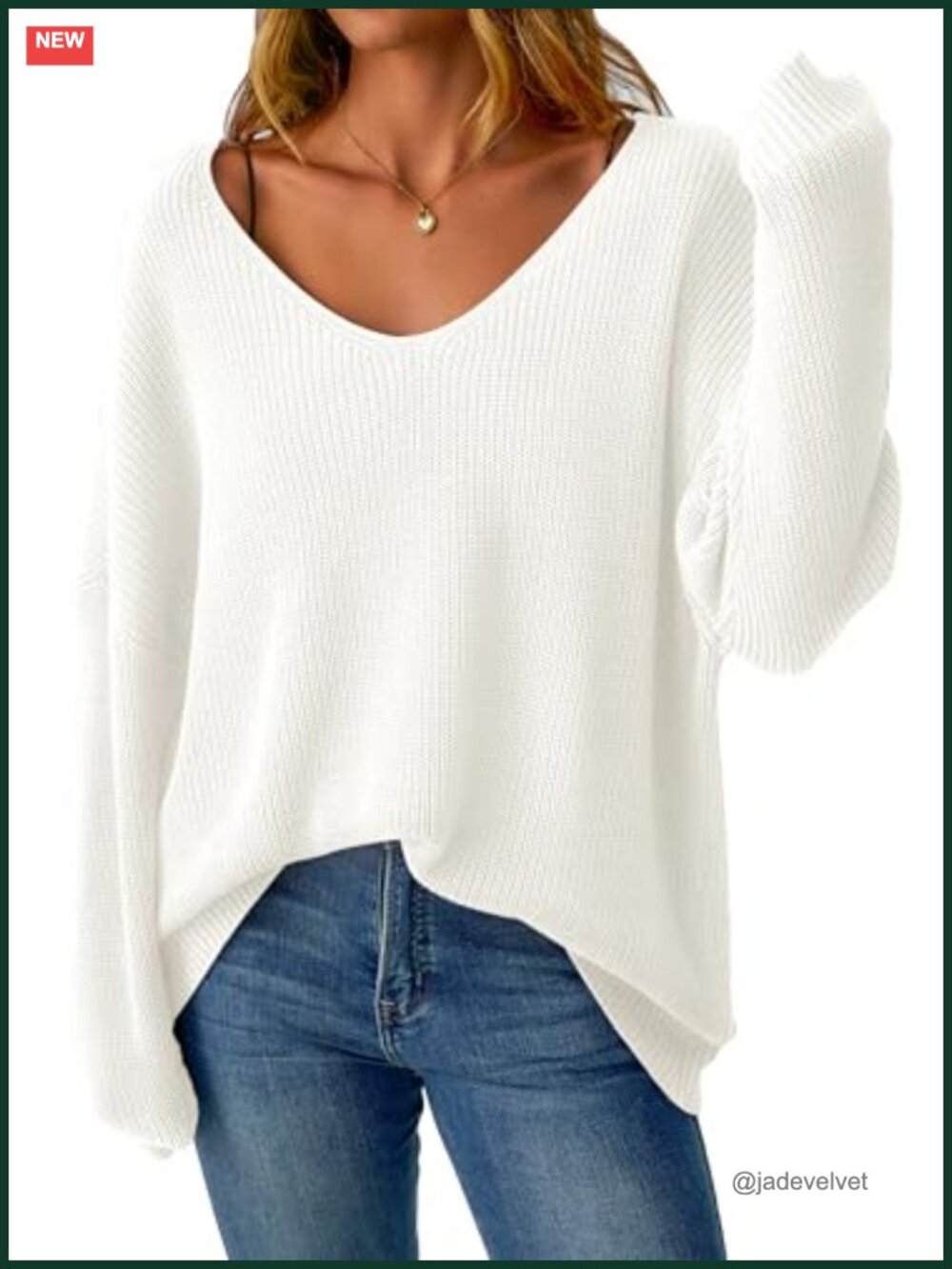 Oversized V-Neck Off Shoulder Sweater Long Sleeve Pullover